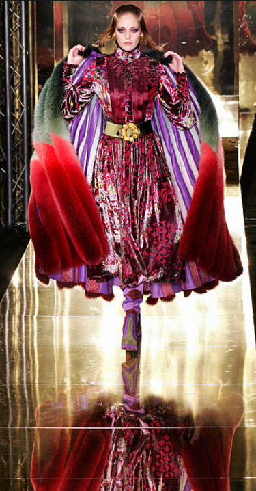 2005 Jean Louis Scherrer Runway Haute Couture Purple Paisley Dress