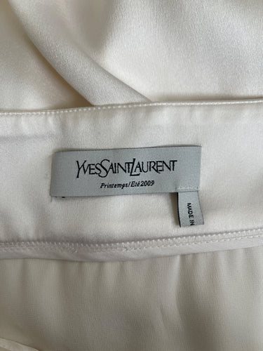 2009 Yves Saint Laurent White Silk Long Harem Pants