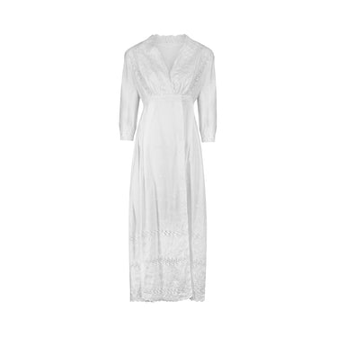 ARCHIVE - 1910s Edwardian White Eyelet Work Wrap Dress