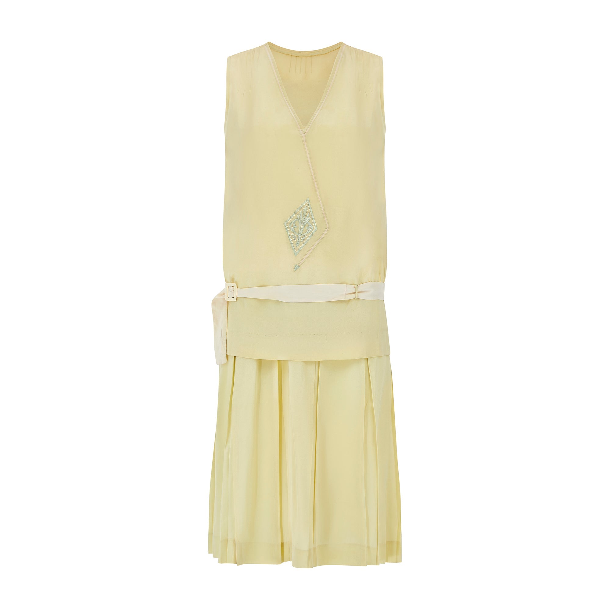 ARCHIVE - 1920s Pale Chartreuse Green and Cream Silk Dress CIRCA VINTAGE ARCHIVE - 1920s Pale Chartreuse Green and Cream Silk Dress CIRCA VINTAGE