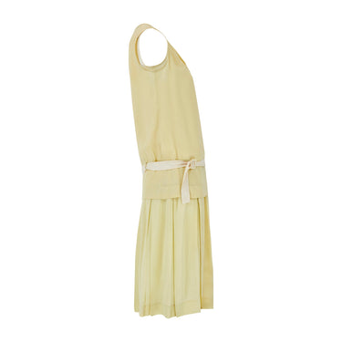 ARCHIVE - 1920s Pale Chartreuse Green and Cream Silk Dress