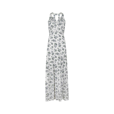ARCHIVE - 1930s Deco Floral White Cotton Print Maxi Dress
