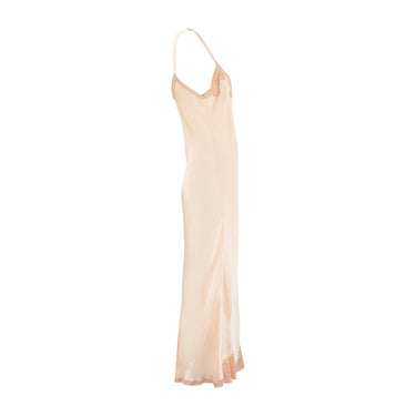 ARCHIVE - 1930s Bias Cut Peach Silk Slip Dress with Lace Inserts