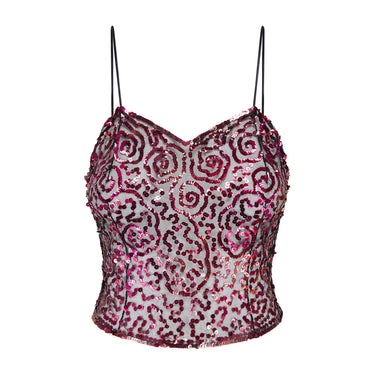 1930s Black Tulle and Pink Sequinned Cami Top