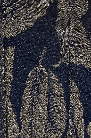 ARCHIVE - 1930s Blue and Gold Leaf Print Lame Dress