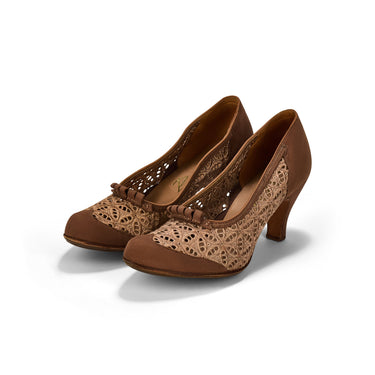1930s Marylee Bective Brown Suede and Cutwork Shoes