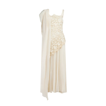 ARCHIVE - 1930s Cream Asymmetric Lace Bodice Wedding Dress
