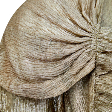 ARCHIVE - 1930s Gold Lame Dress with Ruched Bodice and Sleeve Detail