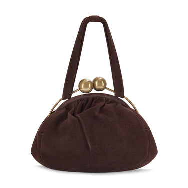 ARCHIVE - 1940s Brown Suede Barrel Clasp Bag