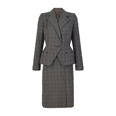 1950s Griffin and Spalding Grey Patterned New Look Skirt Suit