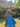 ARCHIVE - 1950s Frank Usher Jacquard Blue and Champagne Evening Dress