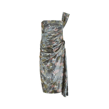 ARCHIVE - 1950s Harvey Nichols Silk Floral Strapless Ruched Dress