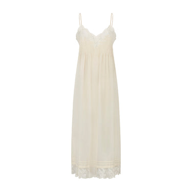 ARCHIVE - 1950s French Cream Silk Pintuck and Lace Slip Dress