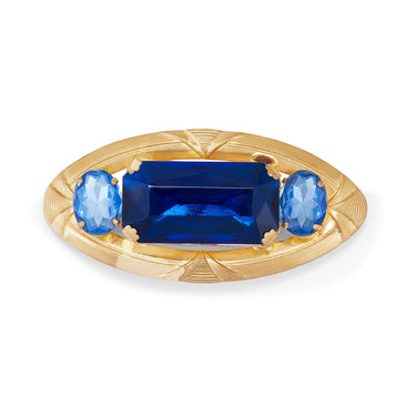ARCHIVE - 1930s Czechoslovakia Oval Blue Toned Brooch