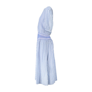 1950s Nautical Striped Cotton Dress with Dropped Waist