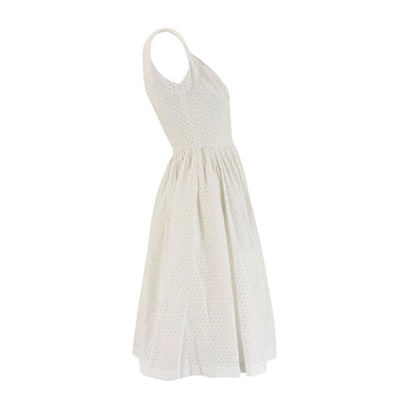 ARCHIVE - 1950s Josselyne of Paris White Cotton Eyelet Dress