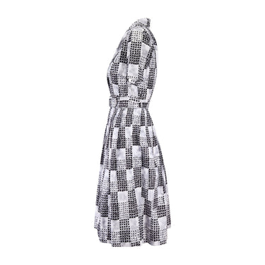 ARCHIVE - 1950s Monochrome Shirtwaister Dress with Novelty Houndstooth Print