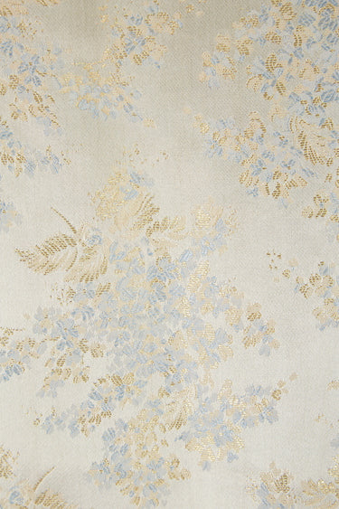 ARCHIVE - 1950s Pale Gold and Blue Brocade Ball Gown