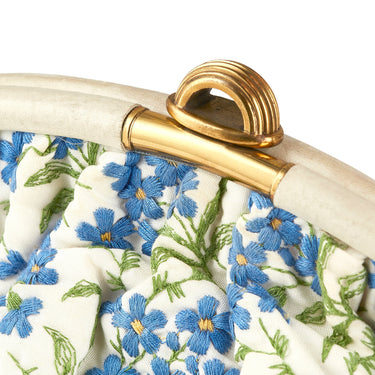 ARCHIVE - 1950s White Bag with Forget-Me-Not Flowers and Matching Gloves