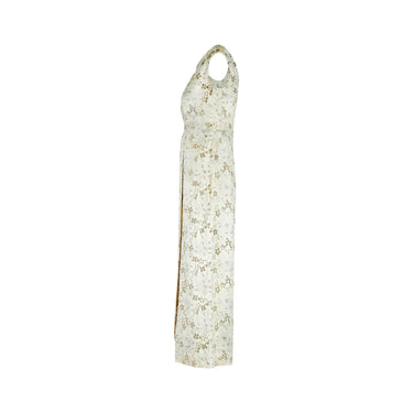 ARCHIVE - 1960s White Floral Embroidered Brocade Column Dress