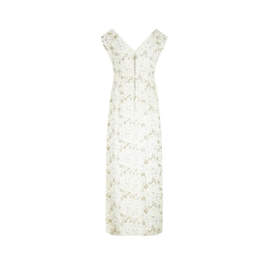 ARCHIVE - 1960s White Floral Embroidered Brocade Column Dress