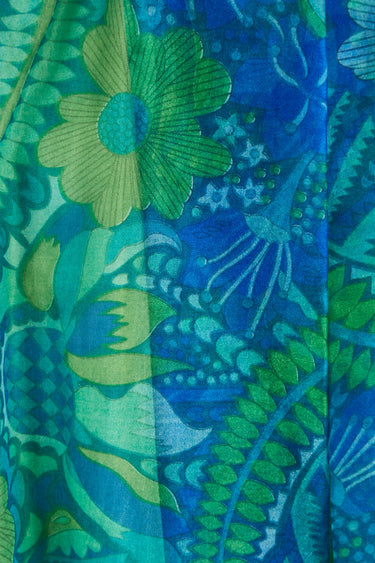 ARCHIVE - 1960s Polmarks Green and Blue Sequinned Georgette Floral Jumpsuit