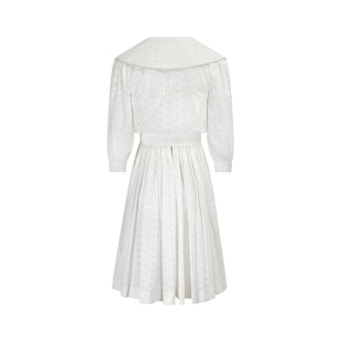 ARCHIVE - 1960s White Cotton Broderie Anglaise Dress and Jacket Set