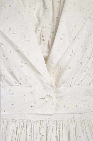 ARCHIVE - 1960s White Cotton Broderie Anglaise Dress and Jacket Set