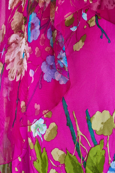ARCHIVE - 1960s Fortnum and Mason Cerise Pink Chiffon Maxi Dress