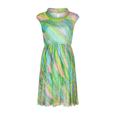 1960s French Batik Rainbow Silk Sleeveless Dress