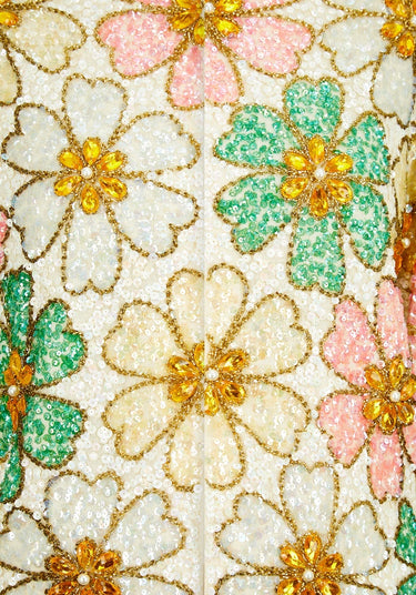 ARCHIVE - 1960s Gene Shelly Flower Wool Sequin and Bejewelled Cardigan