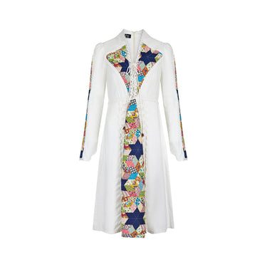 1960s Gunne Sax Black Label Cream and Patchwork Dress