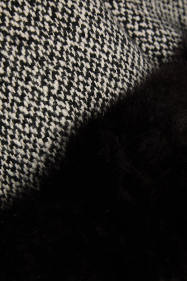 ARCHIVE - 1960s Lilli Ann Black and White Wool Tweed Coat with Black Fox Trim