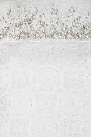 ARCHIVE - 1960s Malcolm Starr Diamante White and Silver Weave Dress