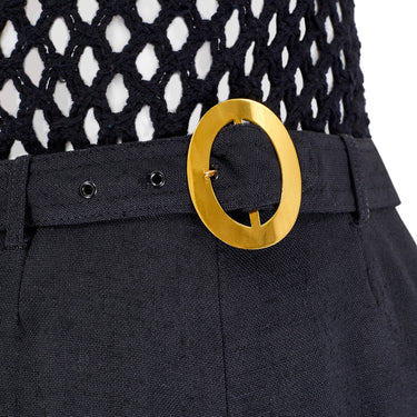 ARCHIVE - 1965 Mary Quant Documented Black Playsuit with Crochet Bodice