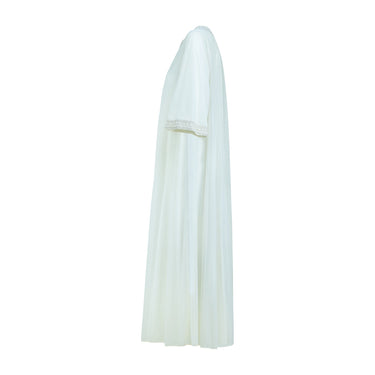 1960s Off-White Chiffon Angel Sleeve Negligee with Tonal Braidwork