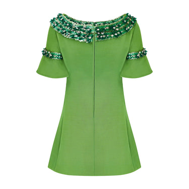 ARCHIVE - 1960s Paola Sidoli Alta Moda Green Beaded Mini Dress
