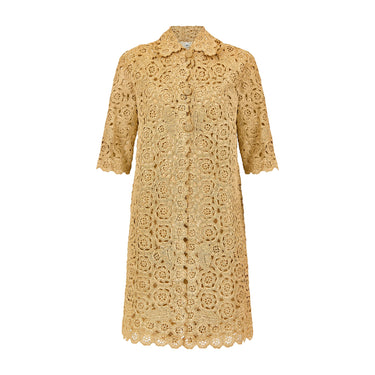 1960s Tan Floral Raffia Overcoat