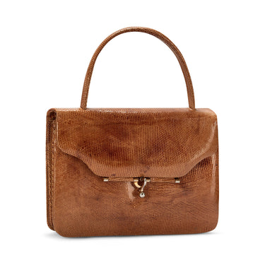 ARCHIVE - 1960s Tan Lizard Clasp Bag