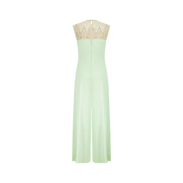 ARCHIVE - 1970s Lilli Diamond Pistachio Jersey Embellished Jumpsuit