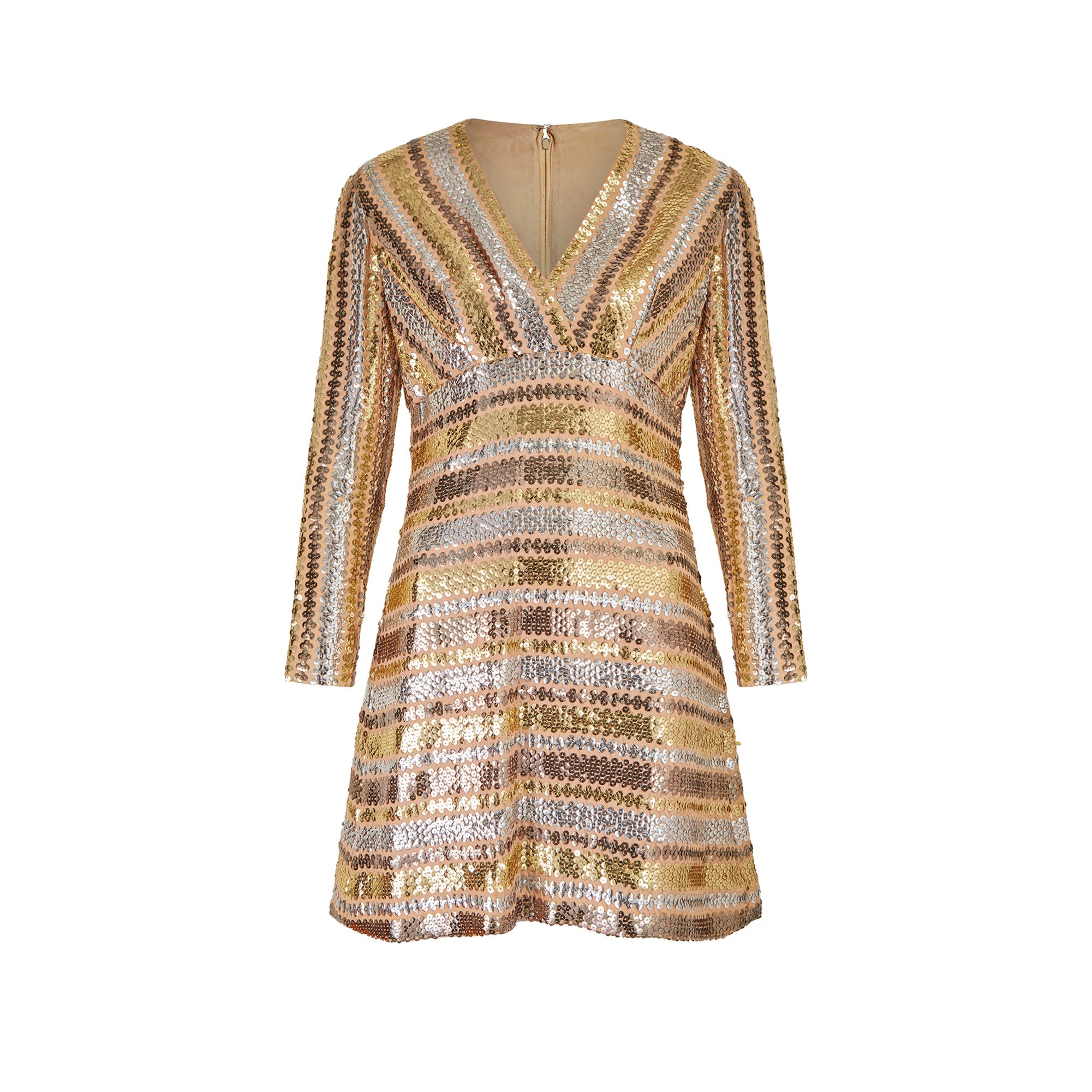 1970s Gold and Silver Sequinned Mod Dress 1970s Gold and Silver Sequinned Mod Dress