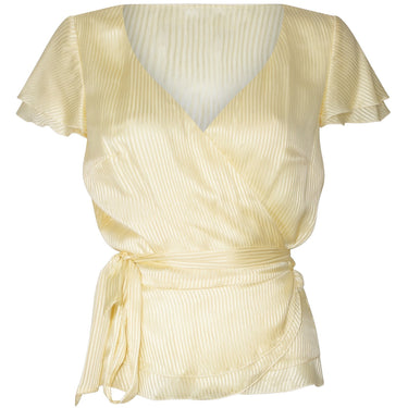 ARCHIVE - 1970s Karl Lagerfeld for Chloe Yellow Silk Striped Tie Blouse
