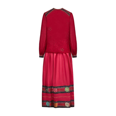 1970s Bellville Sassoon Red Chiffon Top and Skirt