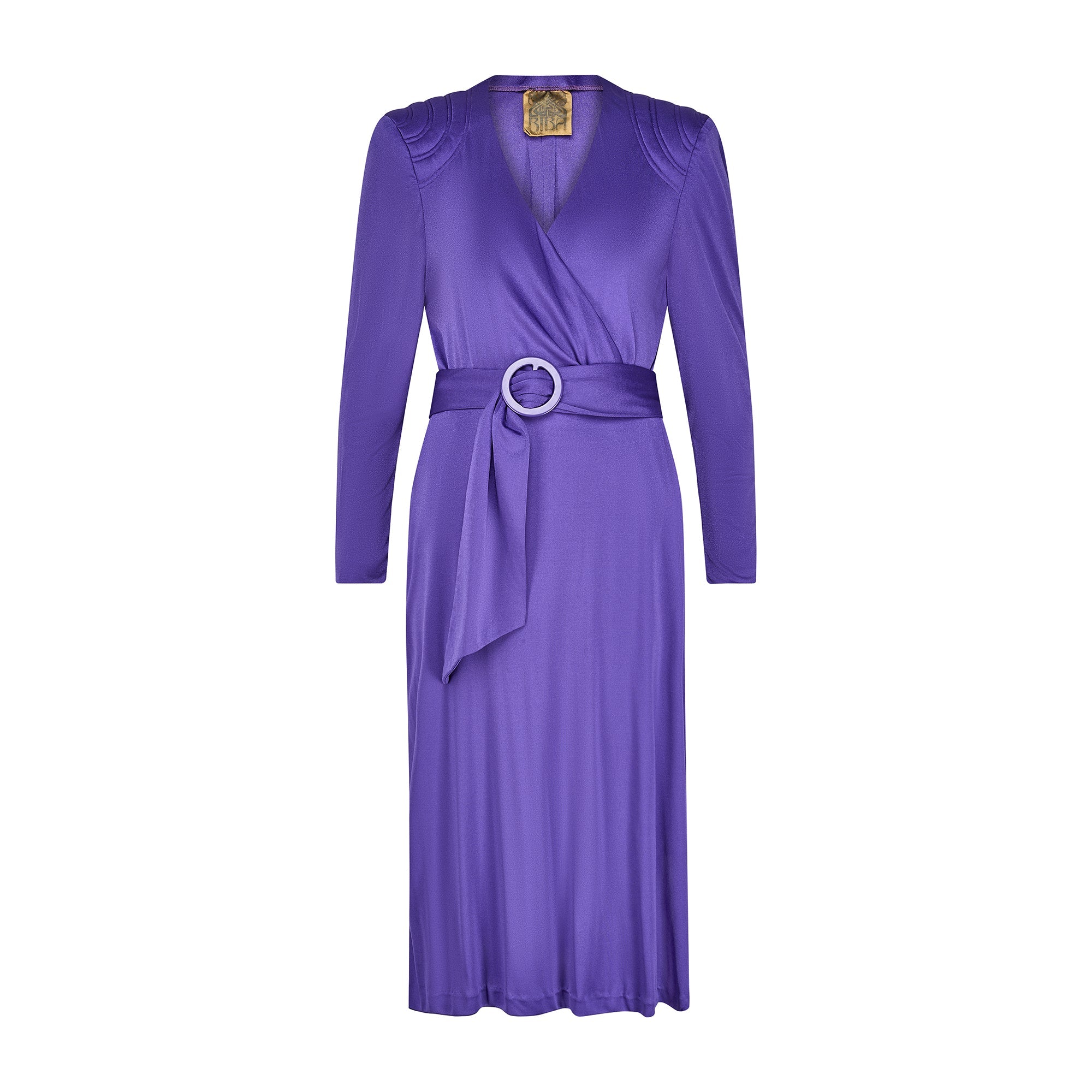 1970s Biba Purple Jersey Wrap Dress with Tonal Belt