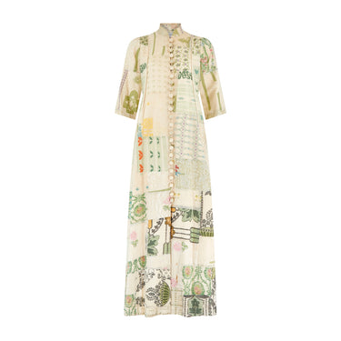 1970s Catherine Buckley Antique Floral Patchwork Dress