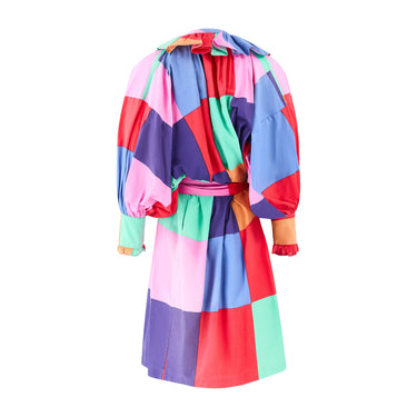 1970s Fenno Sport Rainbow Cotton Patchwork Dress