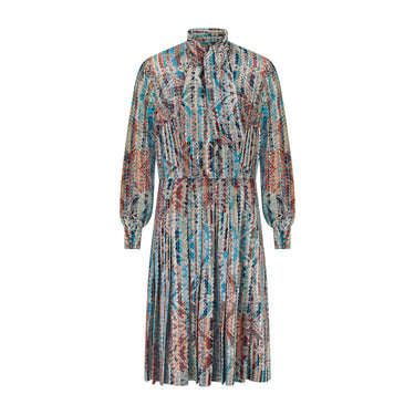 1970s Geometric Print Lurex Shirt Dress