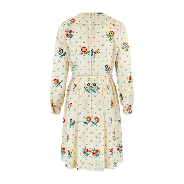 ARCHIVE - 1970s Hildebrand Cream Wool Floral Liberty Print Dress
