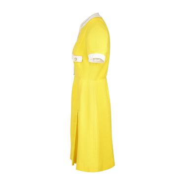 ARCHIVE - 1960s Louis Feraud for Rembrandt Yellow and White Linen Dress