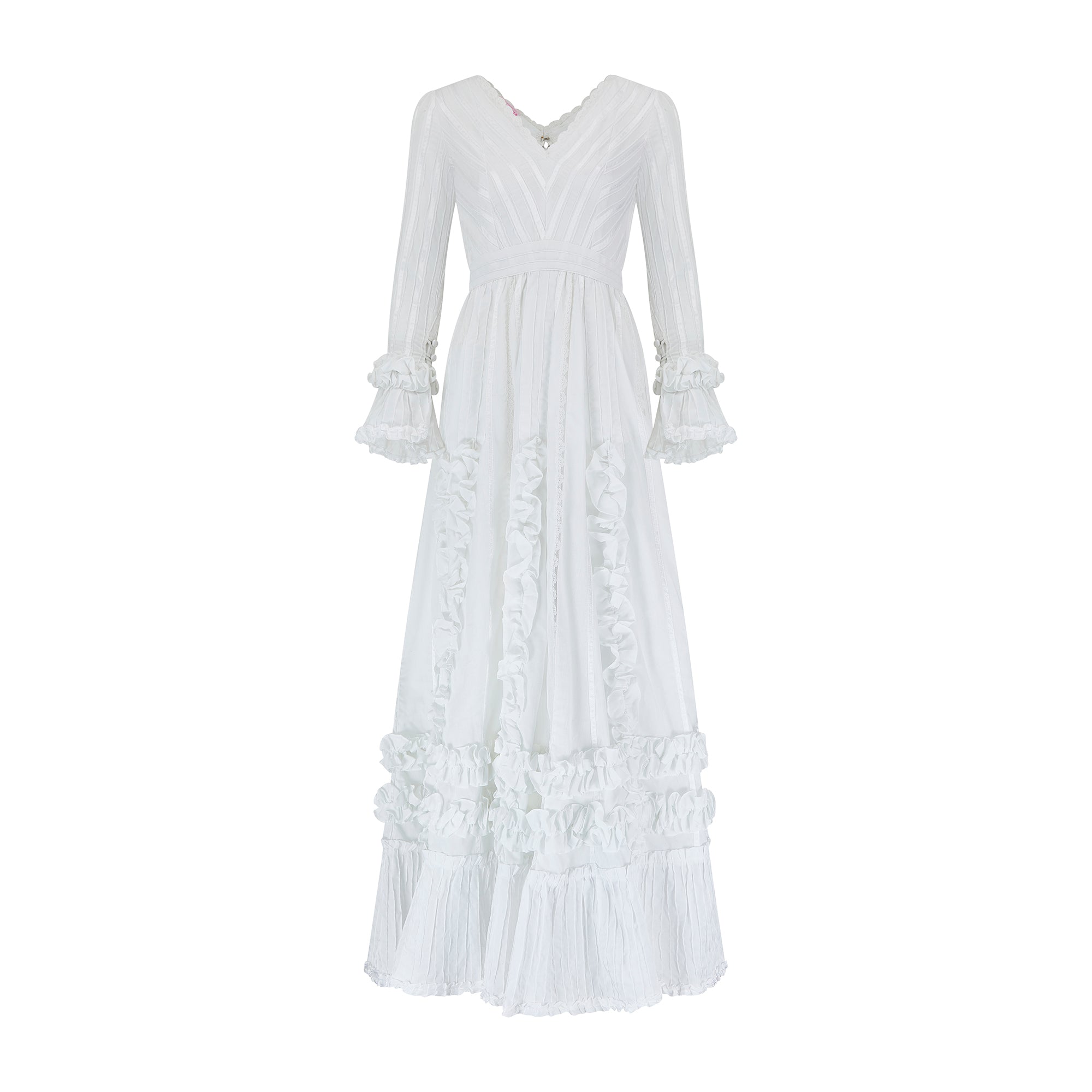 1970s Mexicana White Cotton and Lace Wedding Dress 1970s Mexicana White Cotton and Lace Wedding Dress